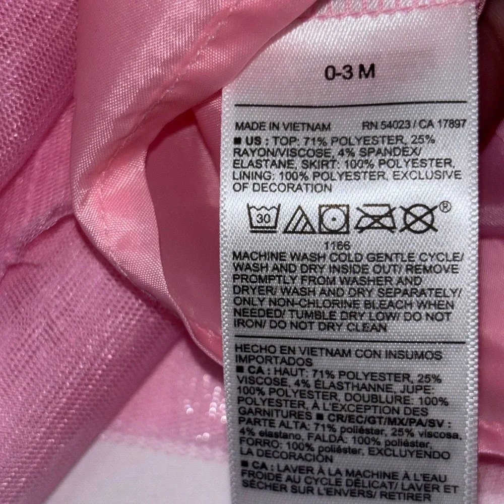 Old Navy Baby‎ Girl Pink Ribbed Heart Tulle Dress 0 3 Months Valentine's Day